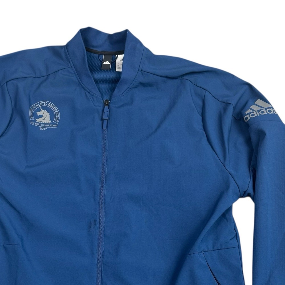 Adidas 2017 Boston Marathon  Full Zip Windbreaker Mens 2XL Running Jacket Blue
